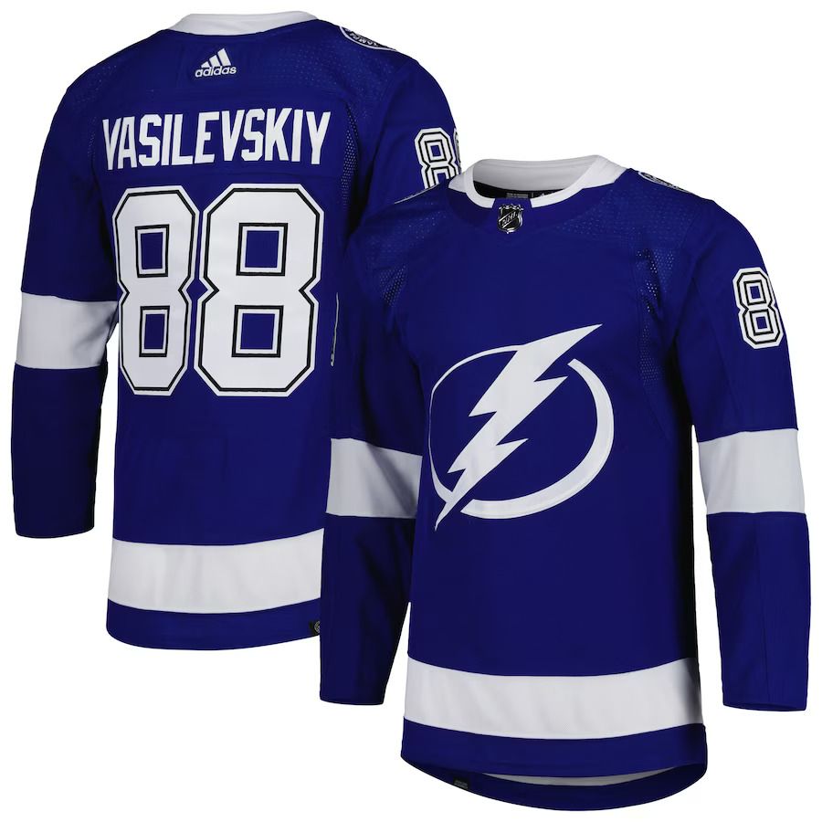Men Tampa Bay Lightning #88 Andrei Vasilevskiy adidas Blue Home Primegreen Authentic Pro Player NHL Jersey